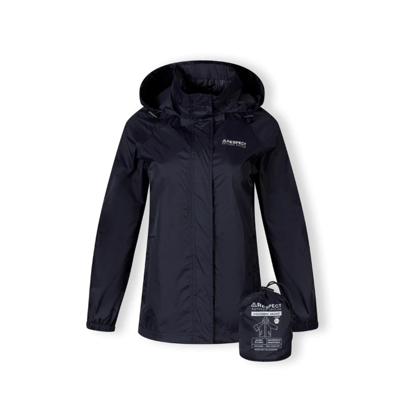 Image of Minoti Women packaway waterproof jacket with zipped pockets navy Navy female 8 (XS)