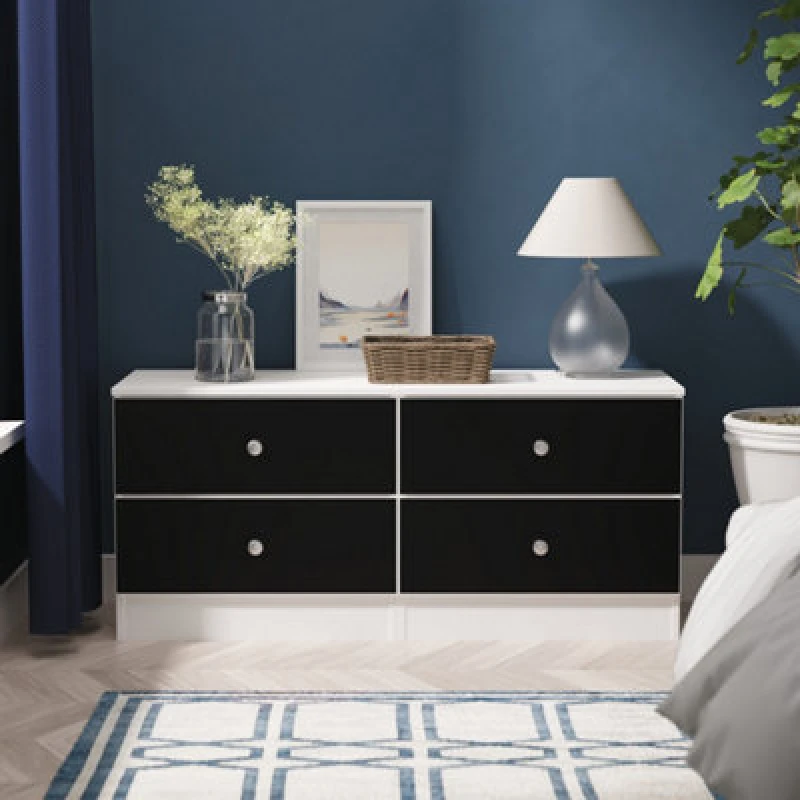 Image of Portland 4 Drawer Bed Box In Black & White Matt (Ready Assembled)