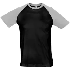 Image of SOLS Mens Funky Contrast Short Sleeve T-Shirt (L) (Black/Grey Marl)
