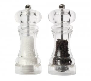 Image of T and G WOODWARE Capstan Salt and Pepper Mill Set Clear Acrylic