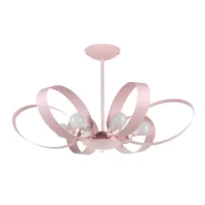 Image of Serena Designer 6 Light Pendant Ceiling Light, Pink
