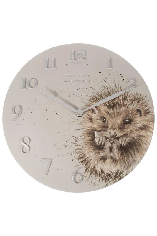 Image of Wrendale Designs Awakening Hedgehog Wall Clock 30cm Multi unisex