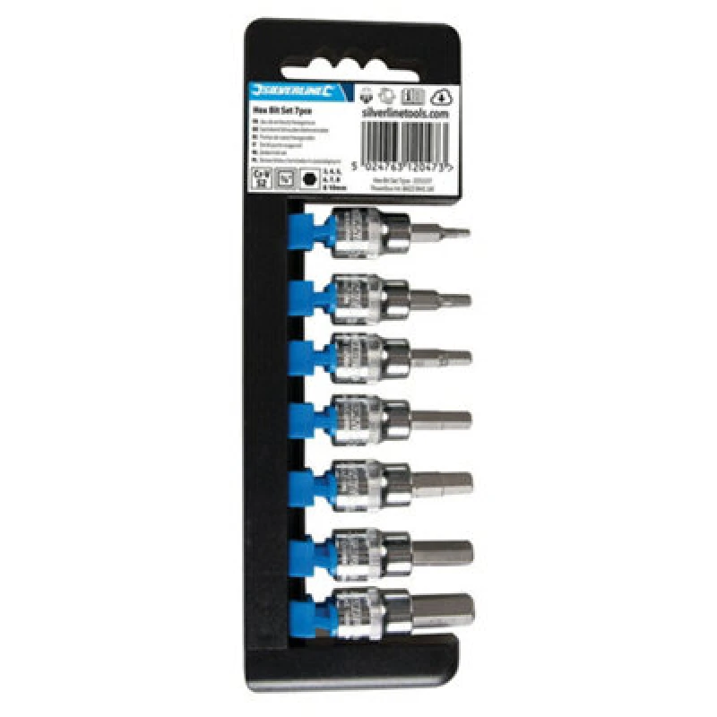 Image of Loops 7 Piece Hex Drive 3/8" Socket Set 3mm to 10mm Ratchet Driver Allen / Alan Key Multi