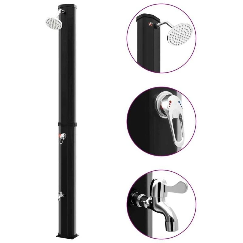 Image of VIDAXL Outdoor Solar Shower with Shower Head and Faucet 35 l Black Vidaxl 8720286178379