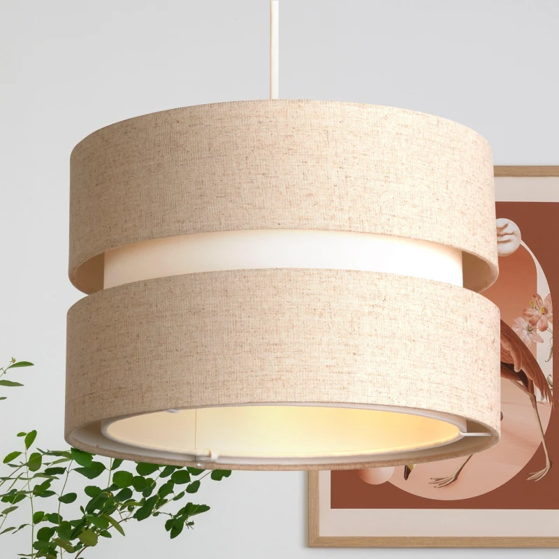 Image of Lighting Collection 2 Tone Linen 30Cm Gap Tier Drum, Cream 701759
