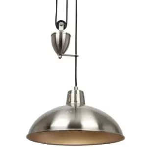 Image of Hanging Ceiling Pendant Light ADJUSTABLE HEIGHT Industrial Nickel Rise Fall Drop