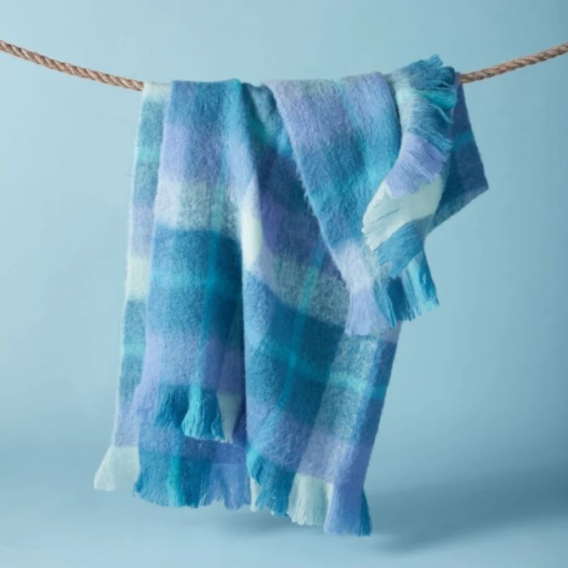 Image of Bluebellgray Highland Check 130cm x 170cm Throw Sea Blue