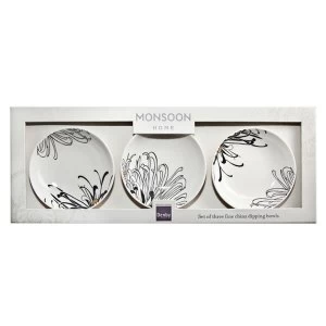 Image of Denby Monsoon Chrysanthemum Set Of 3 Dipping Bowls