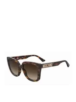 Image of Moschino Large Square Tortoiseshell Sunglasses - Havana 2
