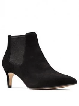 Image of Clarks Laina55 Leather Kitten Heel Ankle Boot - Black