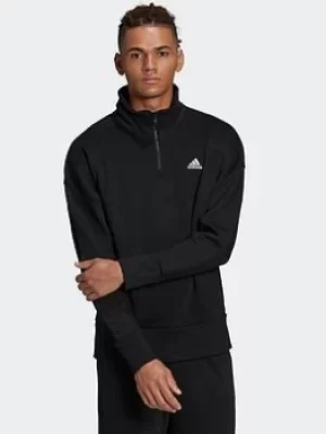 Image of Adidas Studio Lounge Fleece Half-Zip Sweatshirt