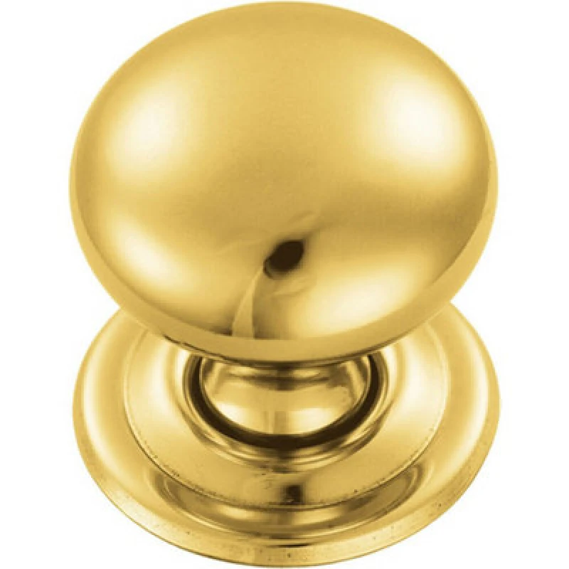 Image of Loops Round Victorian Cupboard Door Knob 38mm Dia Polished Brass Cabinet Handle Metallics unisex