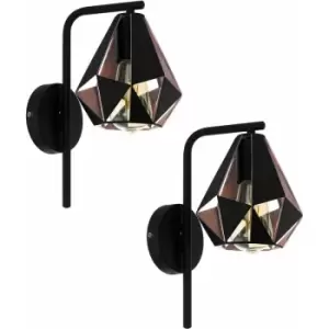 Image of Loops - 2 pack LED Wall Light / Sconce Geometric Black & Antique Copper 1x 60W E27