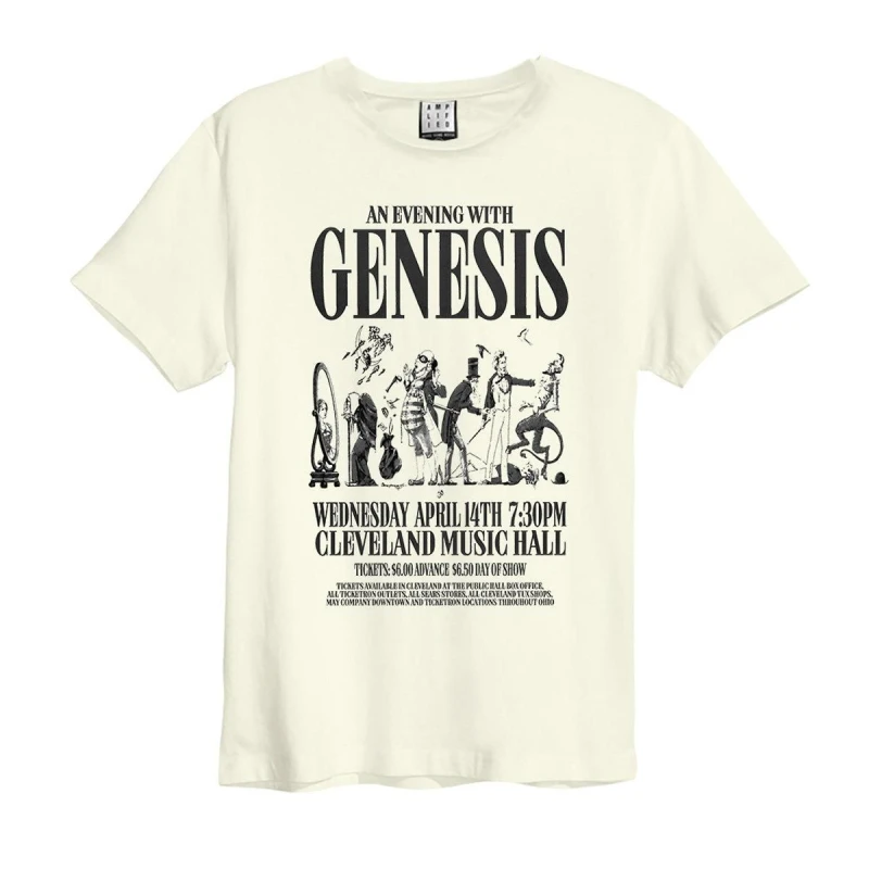 Image of Amplified Amplified Men An Evening With Genesis T-Shirt in White Size: 3X-Large White XXXL Male 5063806466758