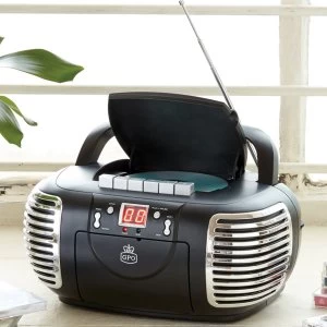 Image of GPO 3-in-1 Portable CD and Cassette Player Radio - Black