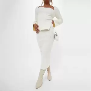 Image of Missguided Rib Knit Midaxi Skirt - Cream