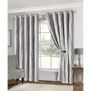 Image of Isabella Rose Adeline Crinkle Velvet Eyelet Curtains - Silver - 167cm (66") X 137cm (54") TJ Hughes