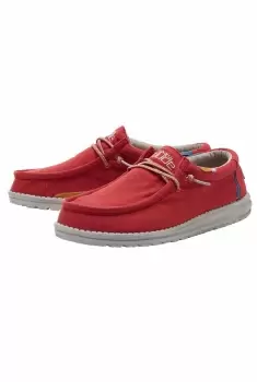 Image of Weird Fish Hey Dude Wally Washed Lightweight Deck Shoe Red Size 8