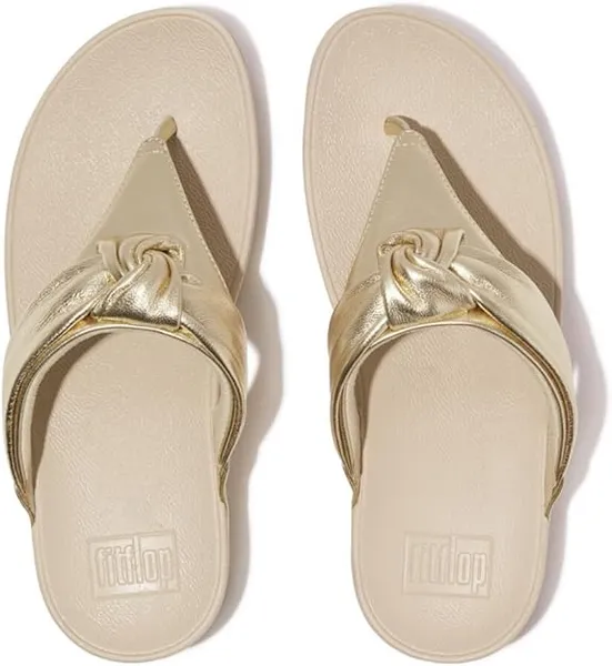Image of Fitflop Womens Lulu Padded Knot Toe Post Sandals UK Size 6 (EU 39) Platino FIT087-PLATIN-6
