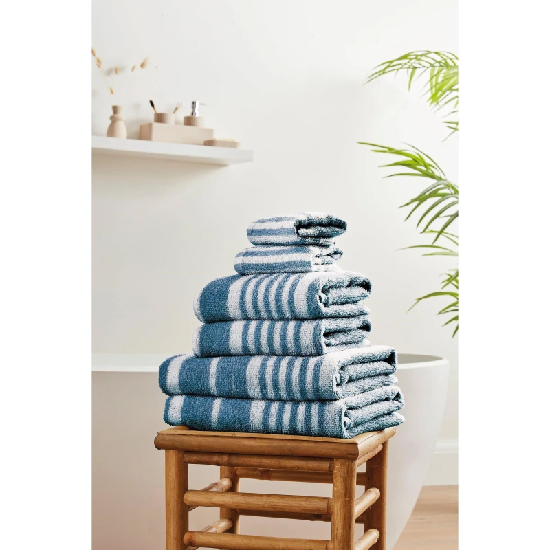 Image of Homelife 6 Piece Stripe Towel Bale - Blue Blue One Size