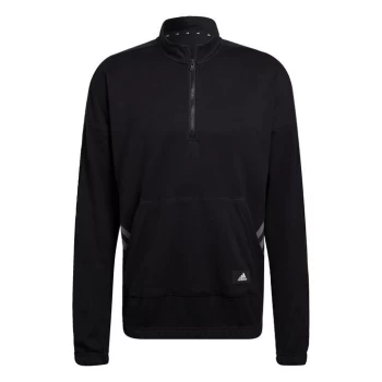 Image of adidas TRVL 3-Stripes 1/4-Zip Sweatshirt Mens - Black