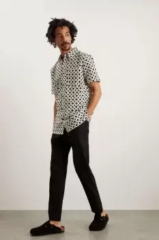 Image of White Circle Diamond Cotton Slub Shirt