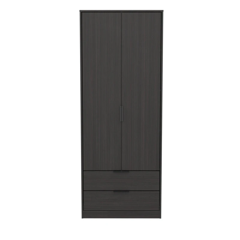 Image of Ready Assembled 2 U Madrid 2 Door 2 Drawer Wardrobe (Ready Assembled) in Black Unisex