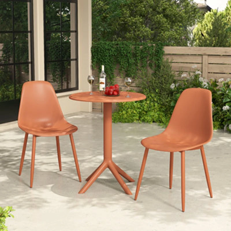 Image of Core Products Rimini 3 Piece Cala Bistro Table & 2 Chair Set Outdoor Grade, Terracotta, Orange GRDTC101-TR