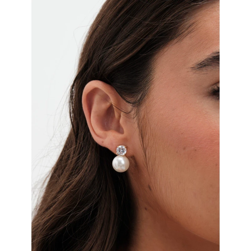 Image of Jon Richard Gold Plated CZ And Pearl Stud Earrings Jewellery Sets One Size Silver 70977711000