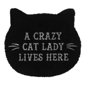 Image of Black Cat Lady Shaped Door Mat