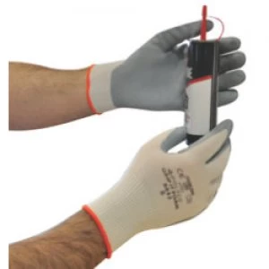 Image of Polyco Gloves Knitted Nylon Nitrile Size 7 White Grey