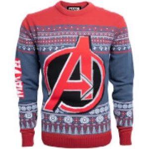 Image of Marvel Avengers Kids Christmas Knitted Jumper - Navy - M