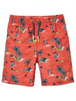 Image of Fat Face Boys Resort Print Board Shorts - Red