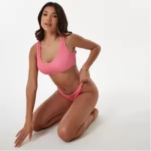 Image of Jack Wills Eco Crinkle V-Neck Bikini Top - Pink