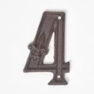 Image of Homescapes - Cast Iron House number, 4 - Brown - Brown - Brown