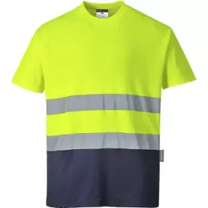 Image of Portwest Two Tone Cotton Comfort Hi Vis T Shirt Yellow / Navy M