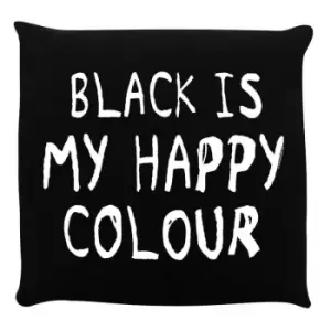 Image of Grindstore Black Is My Happy Colour Cushion (One Size) (Black/White) - Black/White