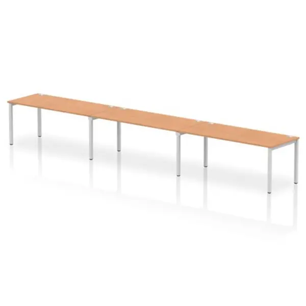 Image of Impulse Impulse Bench Single Row 3 Person 1800 Silver Frame Office Bench Desk Oak IMBS318OAKS