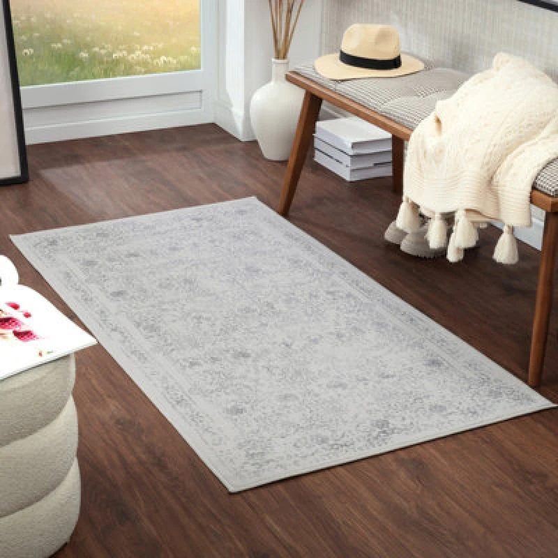 Image of Livabliss Vintage Oriental Boho Grey Vicky Area Rug 80 X 150 Cm - Easy Care, Non Shedding, Ideal For Living Room & Bedroom