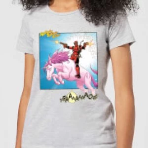 Image of Marvel Deadpool Unicorn Battle Womens T-Shirt - Grey - M