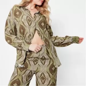 Image of I Saw It First ISAWITFIRST Abstract Print Button Through Shirt - Green