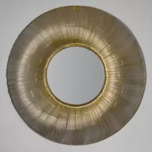 Image of Gold Effect Metal Wire Round Wall Mirror 92cm Gold Effect