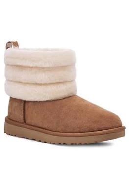 Image of UGG Fluff Mini Quilted Ankle Boot - Chestnut, Size 7, Women
