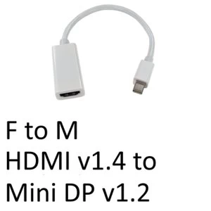 Image of HDMI 1.4 (F) to Mini DisplayPort 1.2 (M) White OEM Converter Adapter