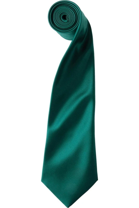 Image of Premier Premier Colours Satin Tie in Bottle Green Bottle Green One Size Unisex 5063470723003