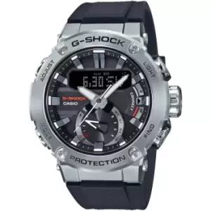 Image of Mens Casio 'G-Shock' Silver and Black Stainless Steel Quartz Chronograph Radio-Controlled Watch