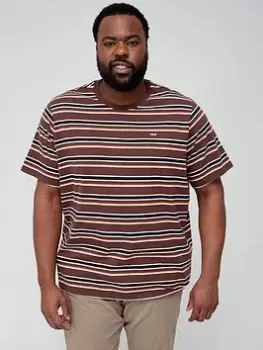 Image of Levis Big & Tall Small Logo Stripe T-Shirt - Brown, Size 4XL, Men