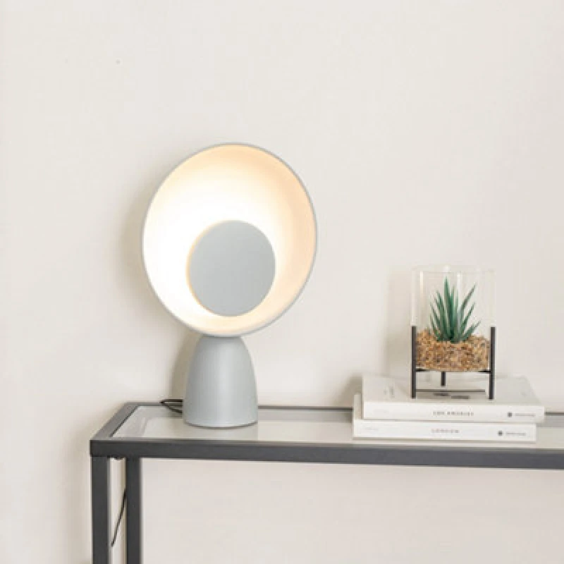 Image of ValueLights Saffy Metal Integrated LED Metallic Shade Table Lamp Grey