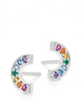 Image of Beaverbrooks Silver Cubic Zirconia Multicoloured Rainbow Earrings
