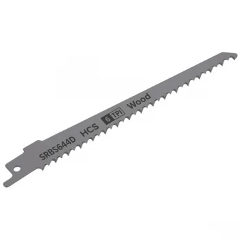 Image of Sealey SRBS644D Reciprocating Saw Blade Clean Wood 150mm 6tpi - Pa...